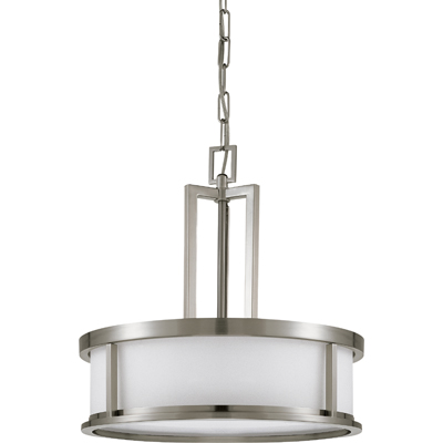Nuvo Lighting 60/2857  Odeon - 4 Light Pendant with Satin White Glass in Brushed Nickel Finish